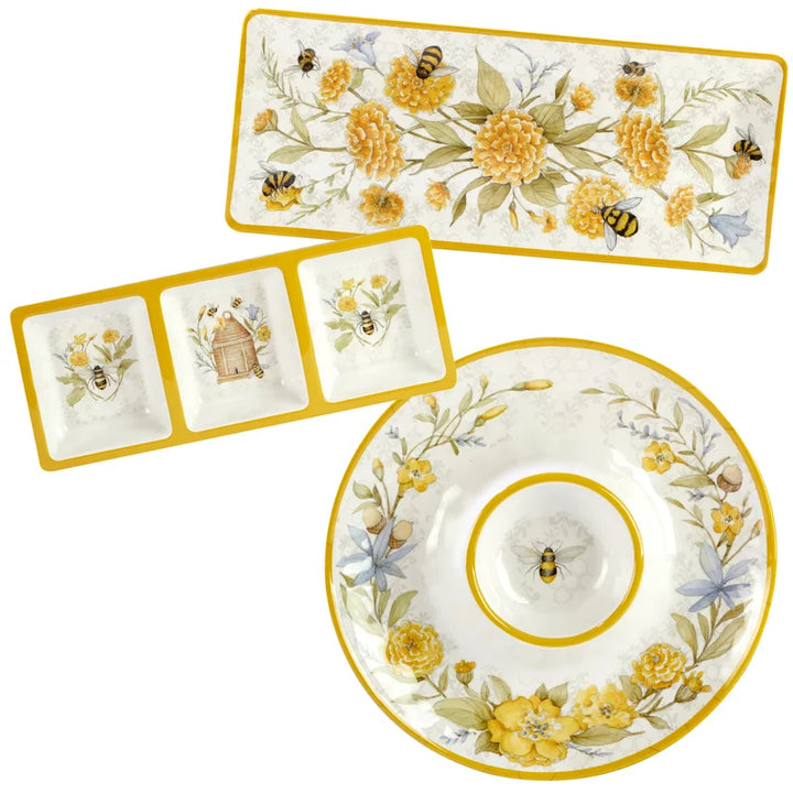 "Bee Sweet" 3-Piece Melamine Hostess Set, Designed by Susan Winget